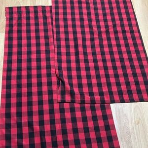 Red and Black Checkered Curtain Panels Set of Two 26” Wide X 45” Long EUC